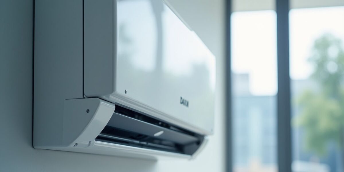 Unitate exterioara pompa de caldura daikin montata pe o casa